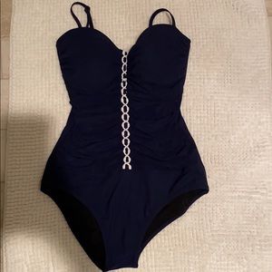 Navy blue one piece bathing suit